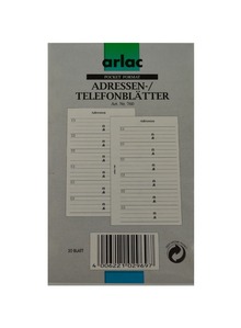 ARLAC Adress-/Telefonblätter 760